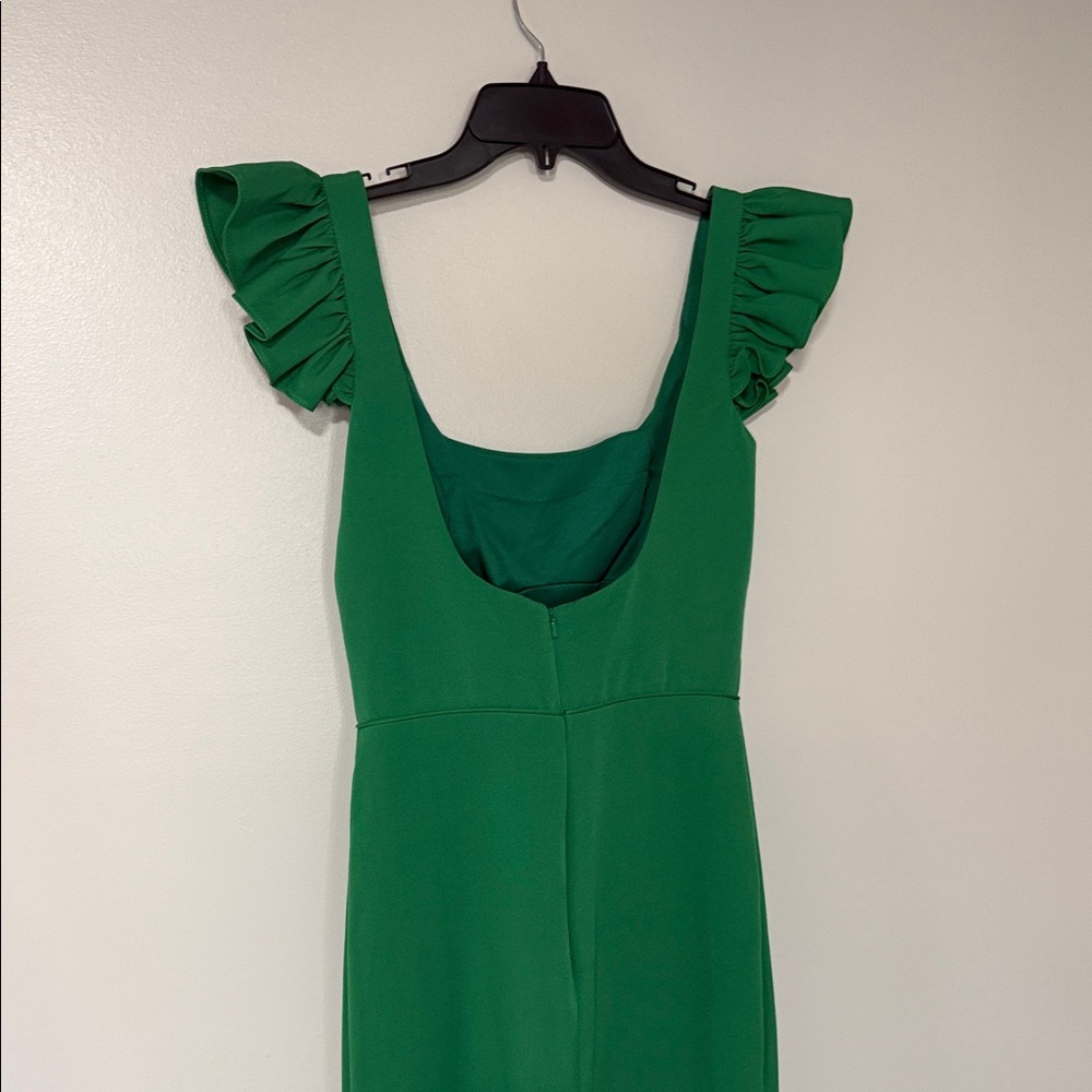 Ieena for Mac Duggal Emerald Green Maxi Dress with Ruffle Shoulders size 4 - Picture 7 of 7